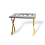 Table de Backgammon en Cuir - Effet Buffle - Pieds Métal en X