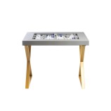 Table de Backgammon en Cuir - Effet Buffle - Pieds Métal en X