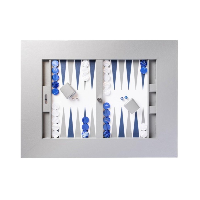 Table de Backgammon en Cuir - Effet Buffle - Pieds Métal en X