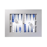 Table de Backgammon en Cuir - Effet Buffle - Pieds Métal en X