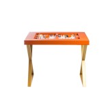 Table de Backgammon en Cuir - Effet Buffle - Pieds Métal en X