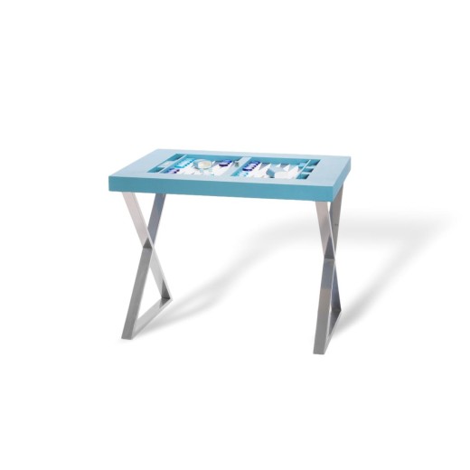 Table de Backgammon en Cuir - Effet Buffle - Pieds Métal en X