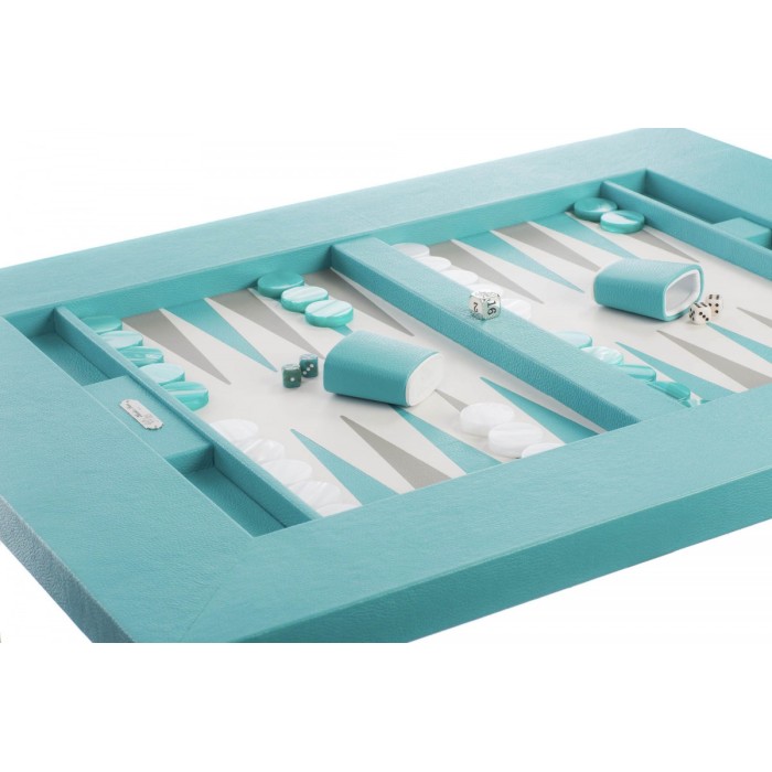 Table de Backgammon en Cuir - Effet Buffle - Pieds Métal en X