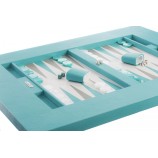 Table de Backgammon en Cuir - Effet Buffle - Pieds Métal en X