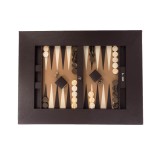 Table de Backgammon en Cuir - Effet Buffle - Pieds Métal en X