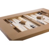 Table de Backgammon en Cuir - Effet Buffle - Pieds Métal en X