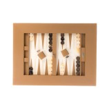 Table de Backgammon en Cuir - Effet Buffle - Pieds Métal en X