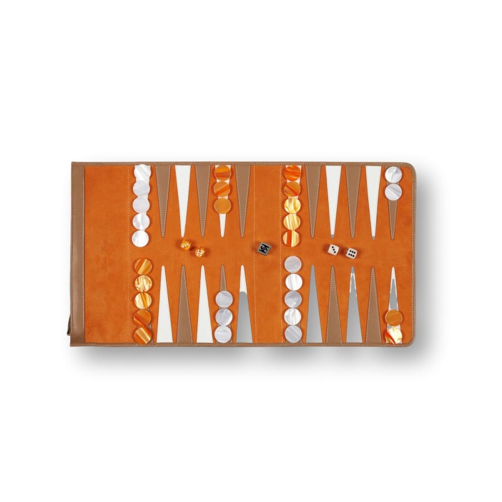Backgammon de Voyage en Cuir de Velours