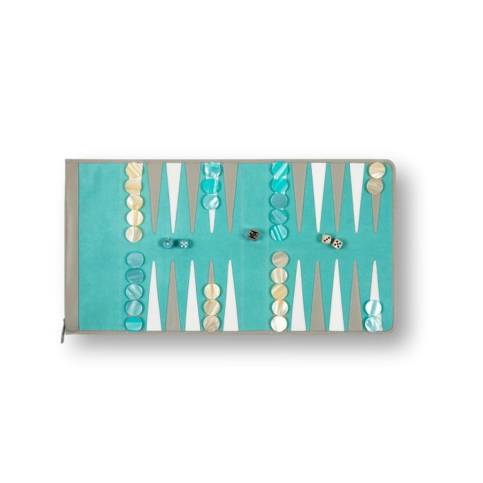Backgammon de Voyage en Cuir de Velours Backgammon de Voyage en Cuir de Velours