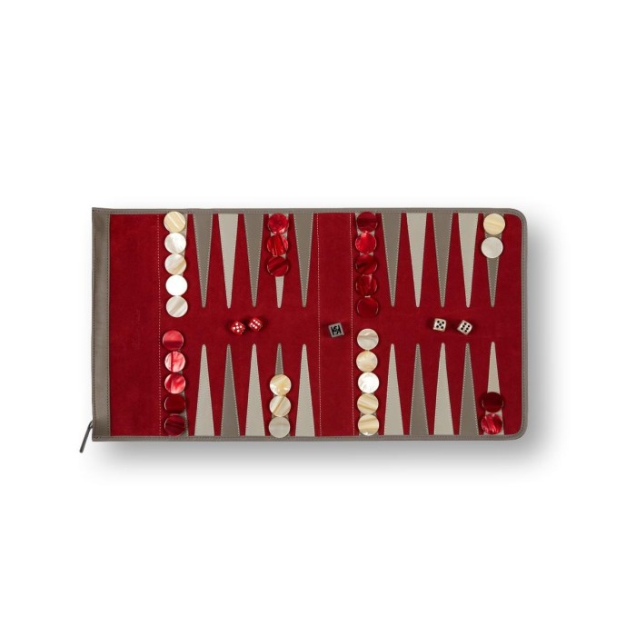 Backgammon de Voyage en Cuir de Velours Backgammon de Voyage en Cuir de Velours