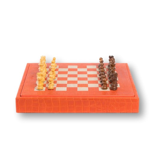 Coffret d'échecs - Cuir - Effet Alligator - 35cm