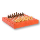 Coffret d'échecs - Cuir - Effet Alligator - 35cm