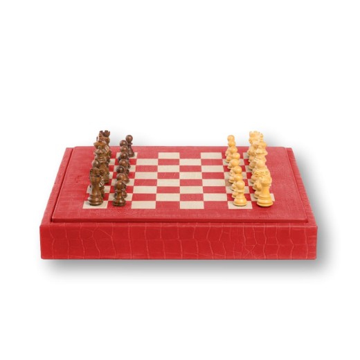 Coffret d'échecs - Cuir - Effet Alligator - 35cm