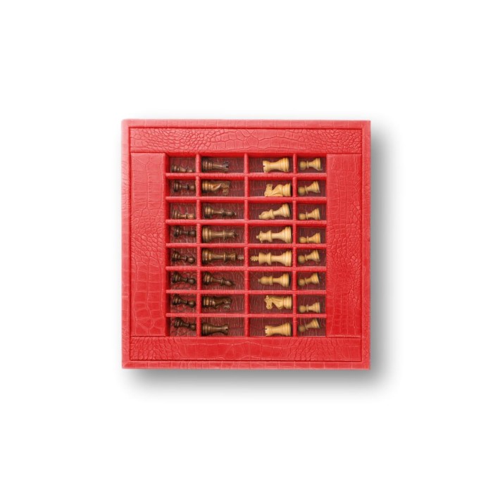 Coffret d'échecs - Cuir - Effet Alligator - 35cm