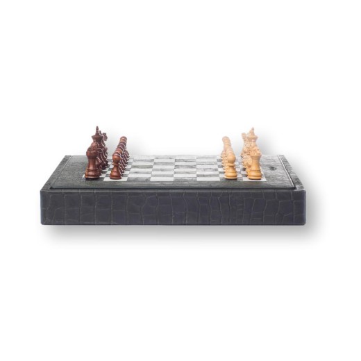 Coffret d'échecs - Cuir - Effet Alligator - 35cm
