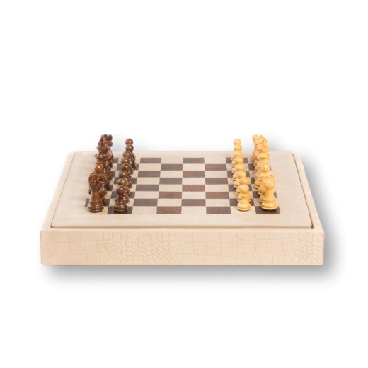 Coffret d'échecs - Cuir - Effet Alligator - 35cm