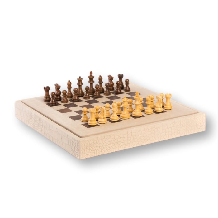 Coffret d'échecs - Cuir - Effet Alligator - 35cm