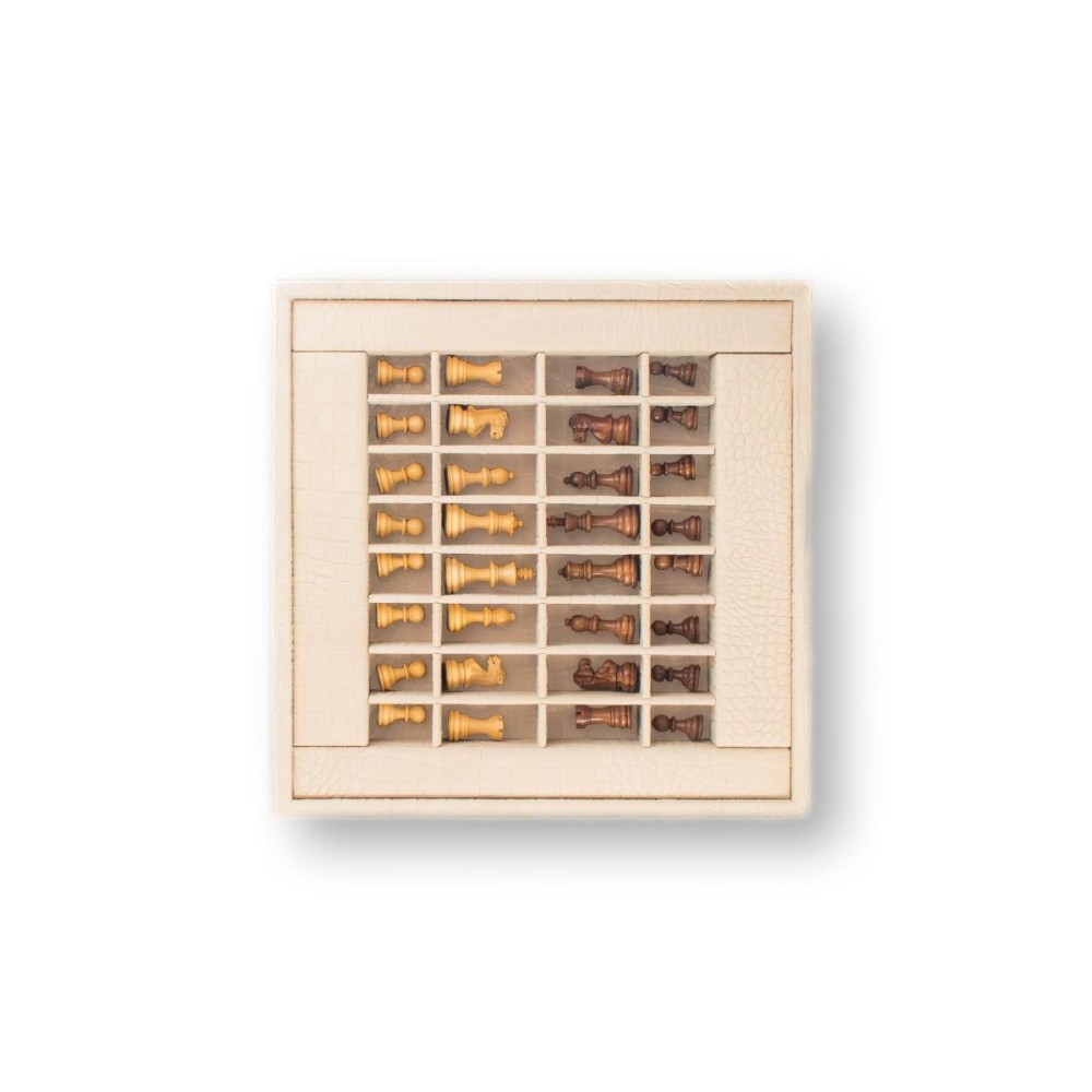 Coffret d'échecs - Cuir - Effet Alligator - 35cm