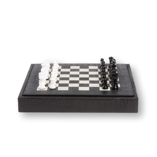 Coffret d'échecs - Cuir - Effet Alligator - 35cm