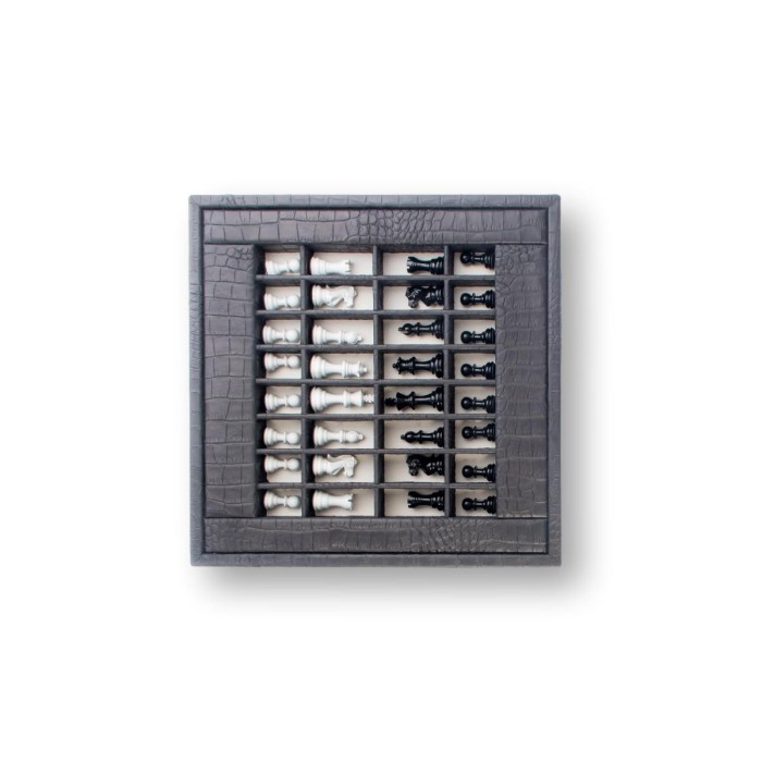 Coffret d'échecs - Cuir - Effet Alligator - 35cm