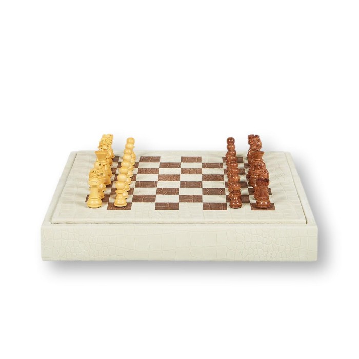 Coffret d'échecs - Cuir - Effet Alligator - 35cm