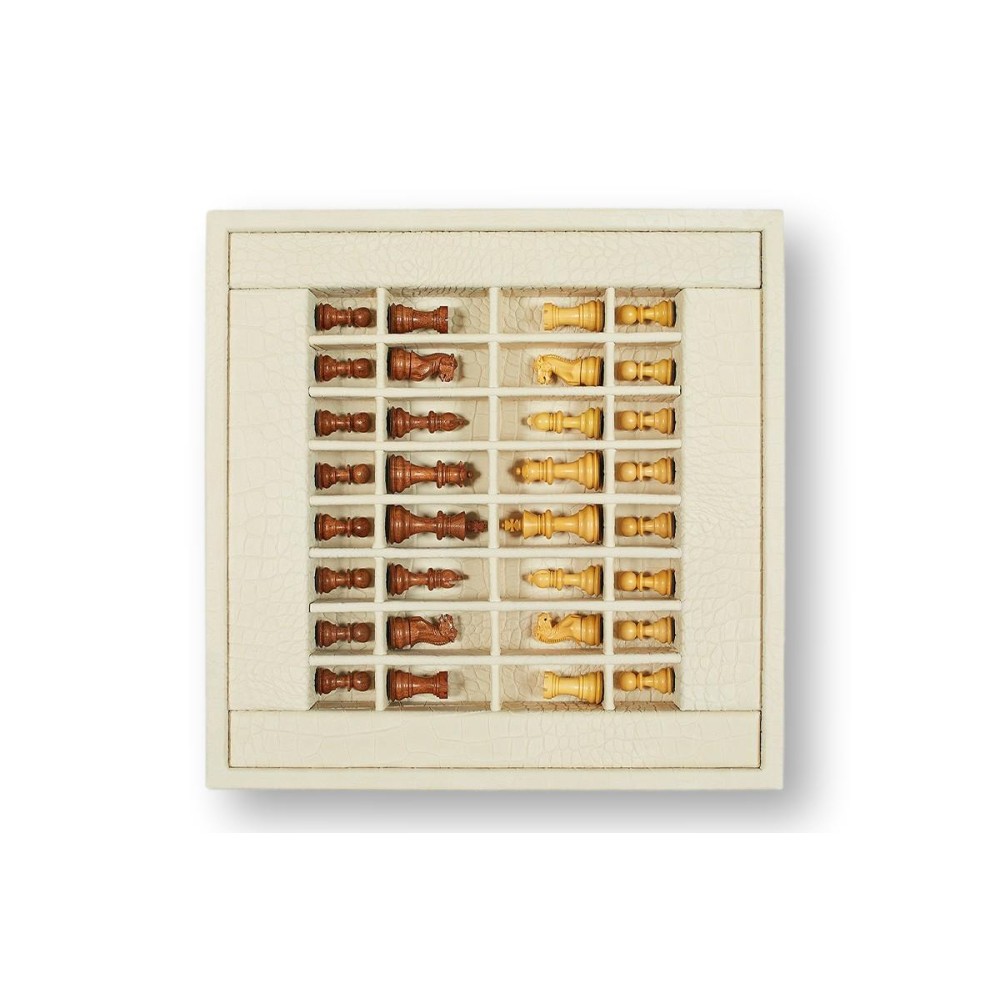 Coffret d'échecs - Cuir - Effet Alligator - 35cm