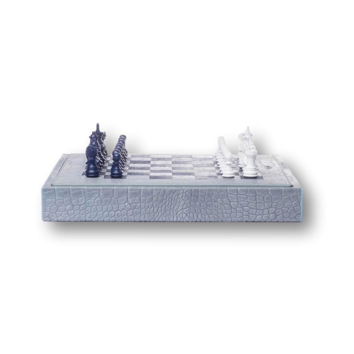 Coffret d'échecs - Cuir - Effet Alligator - 35cm
