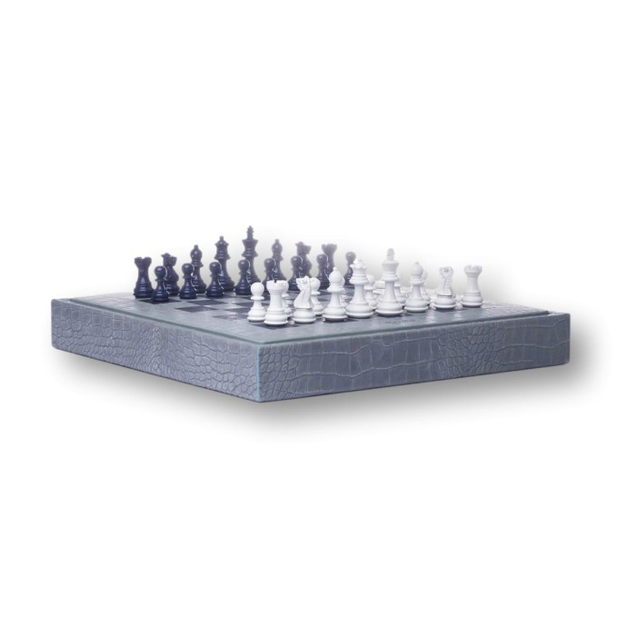 Coffret d'échecs - Cuir - Effet Alligator - 35cm