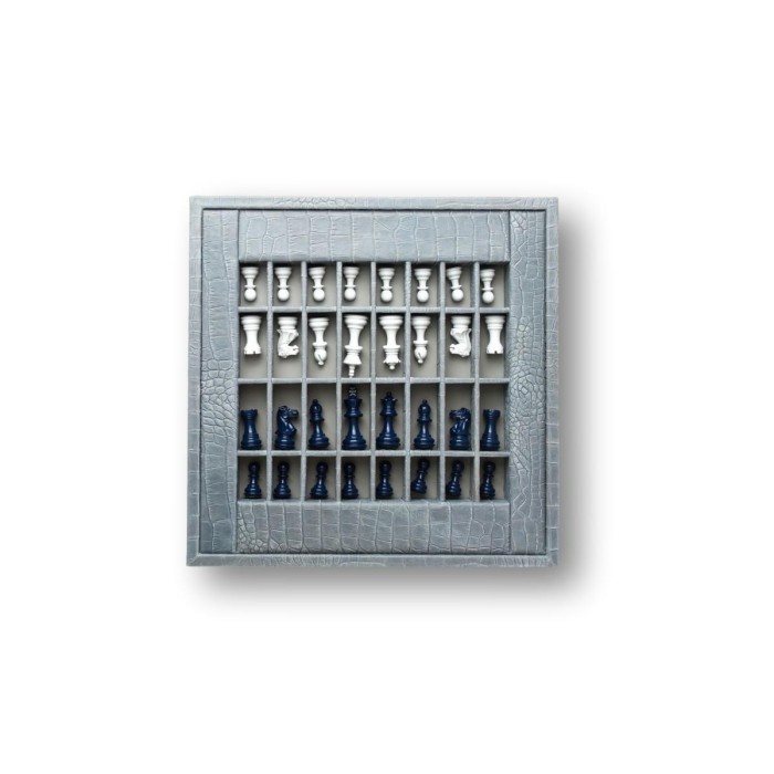 Coffret d'échecs - Cuir - Effet Alligator - 35cm