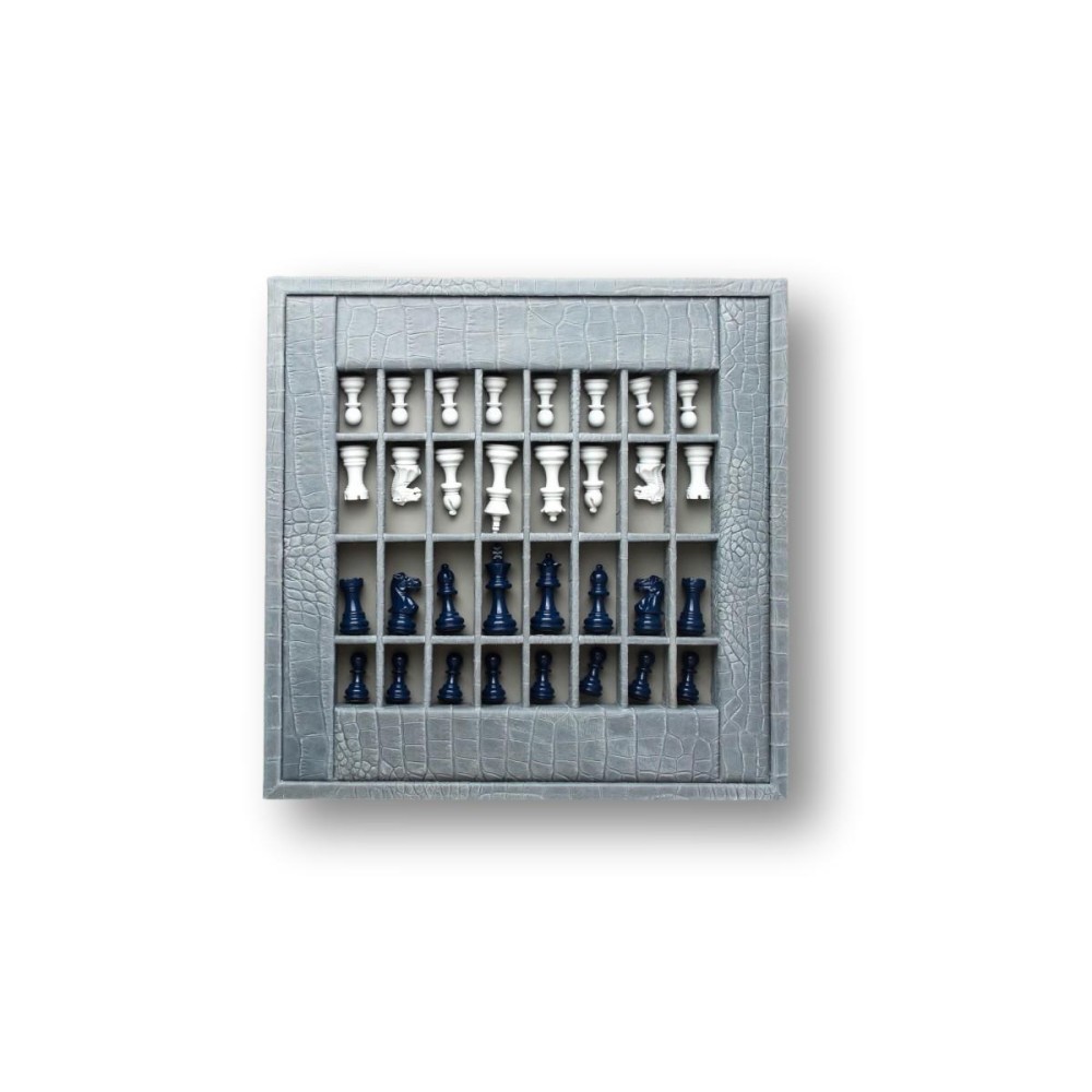 Coffret d'échecs - Cuir - Effet Alligator - 35cm