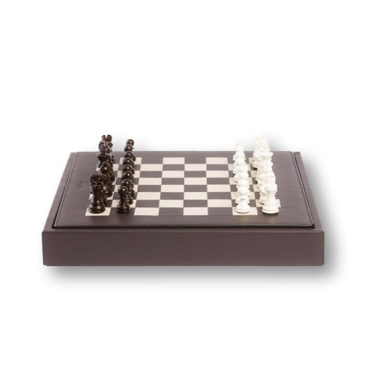Coffret d'échecs - Cuir - Effet de Buffle - 35cm