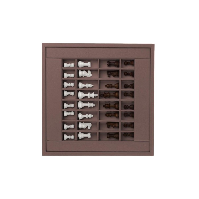 Coffret d'échecs - Cuir - Effet de Buffle - 35cm