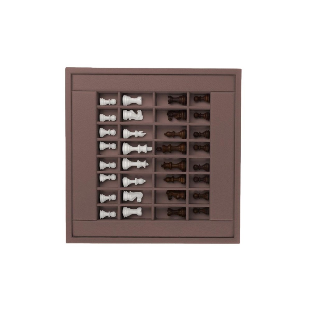 Coffret d'échecs - Cuir - Effet de Buffle - 35cm