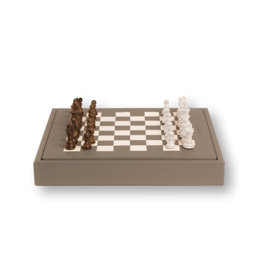 Coffret d'échecs - Cuir - Effet de Buffle - 35cm