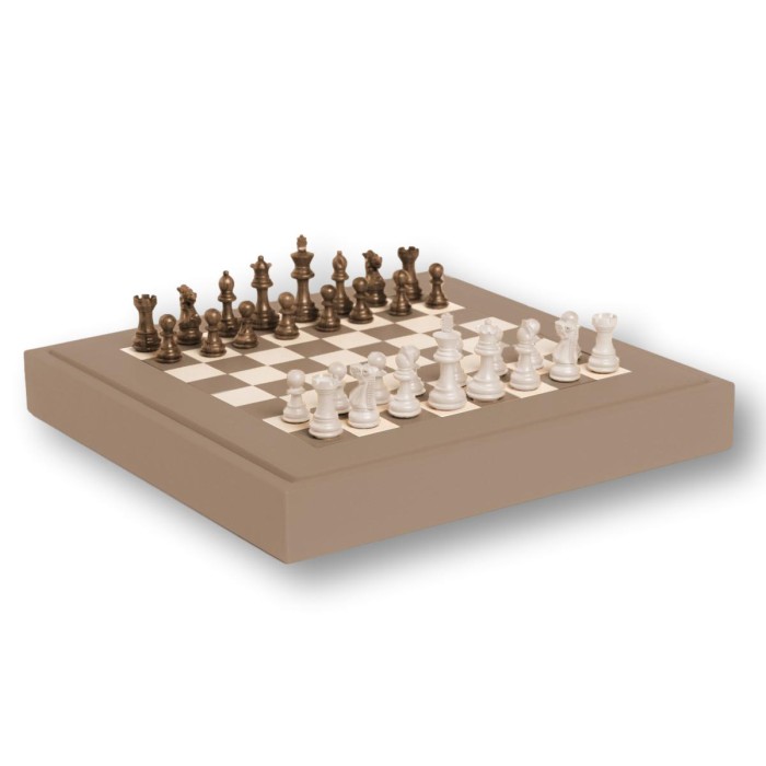 Coffret d'échecs - Cuir - Effet de Buffle - 35cm
