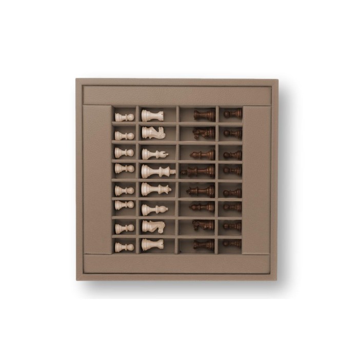 Coffret d'échecs - Cuir - Effet de Buffle - 35cm