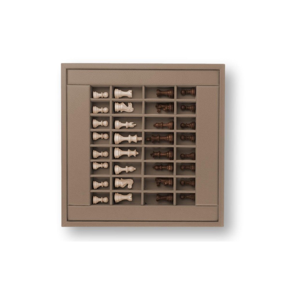 Coffret d'échecs - Cuir - Effet de Buffle - 35cm