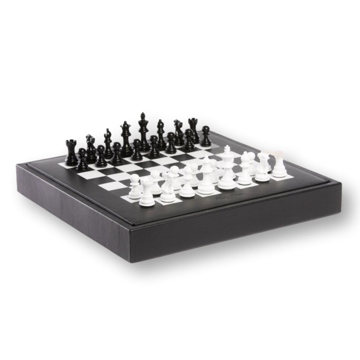 Coffret d'échecs - Cuir - Effet de Buffle - 35cm
