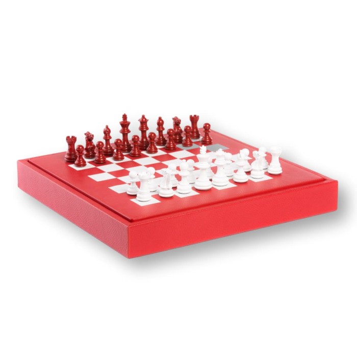 Coffret d'échecs - Cuir - Effet de Buffle - 35cm