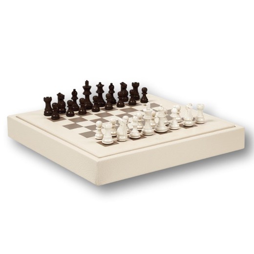 Coffret d'échecs - Cuir - Effet de Buffle - 35cm
