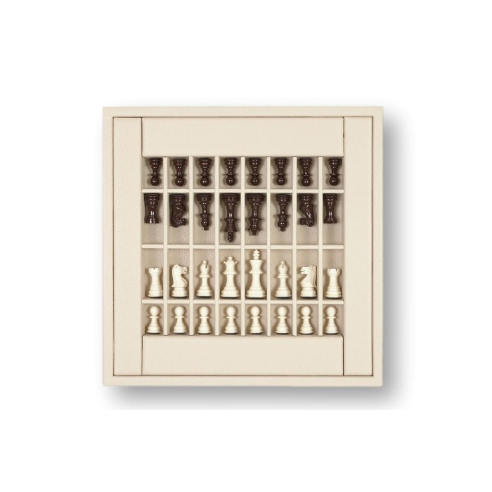 Coffret d'échecs - Cuir - Effet de Buffle - 35cm