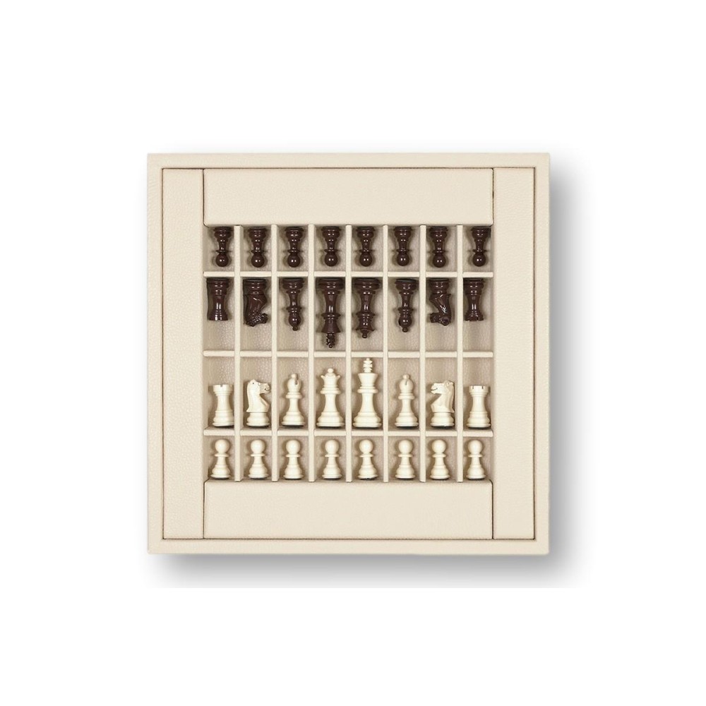 Coffret d'échecs - Cuir - Effet de Buffle - 35cm