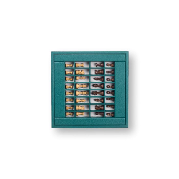 Coffret d'échecs - Cuir - Effet de Buffle - 35cm
