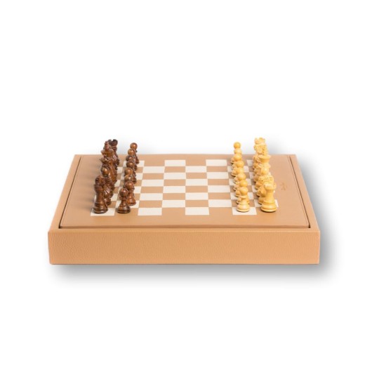 Coffret d'échecs - Cuir - Effet de Buffle - 35cm