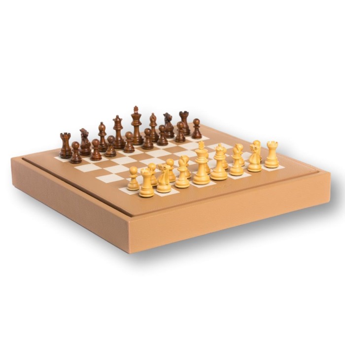 Coffret d'échecs - Cuir - Effet de Buffle - 35cm