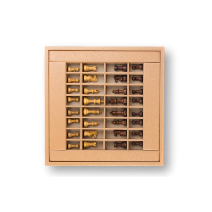 Coffret d'échecs - Cuir - Effet de Buffle - 35cm