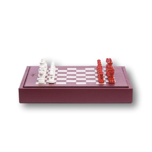 Coffret d'échecs - Cuir - Effet de Buffle - 35cm