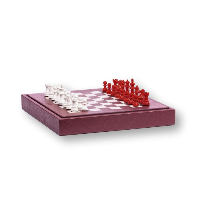 Coffret d'échecs - Cuir - Effet de Buffle - 35cm