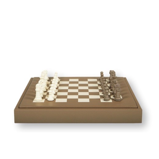 Coffret d'échecs - Cuir - Effet de Buffle - 45cm