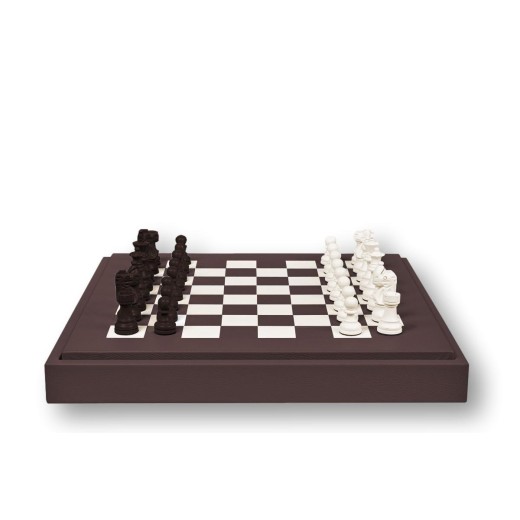 Coffret d'échecs - Cuir - Effet de Buffle - 45cm